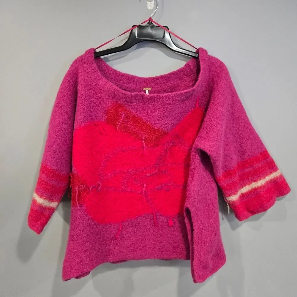 🐢 Free People alpaca wool kimono sleeve sweater  The Last Rose Size XS